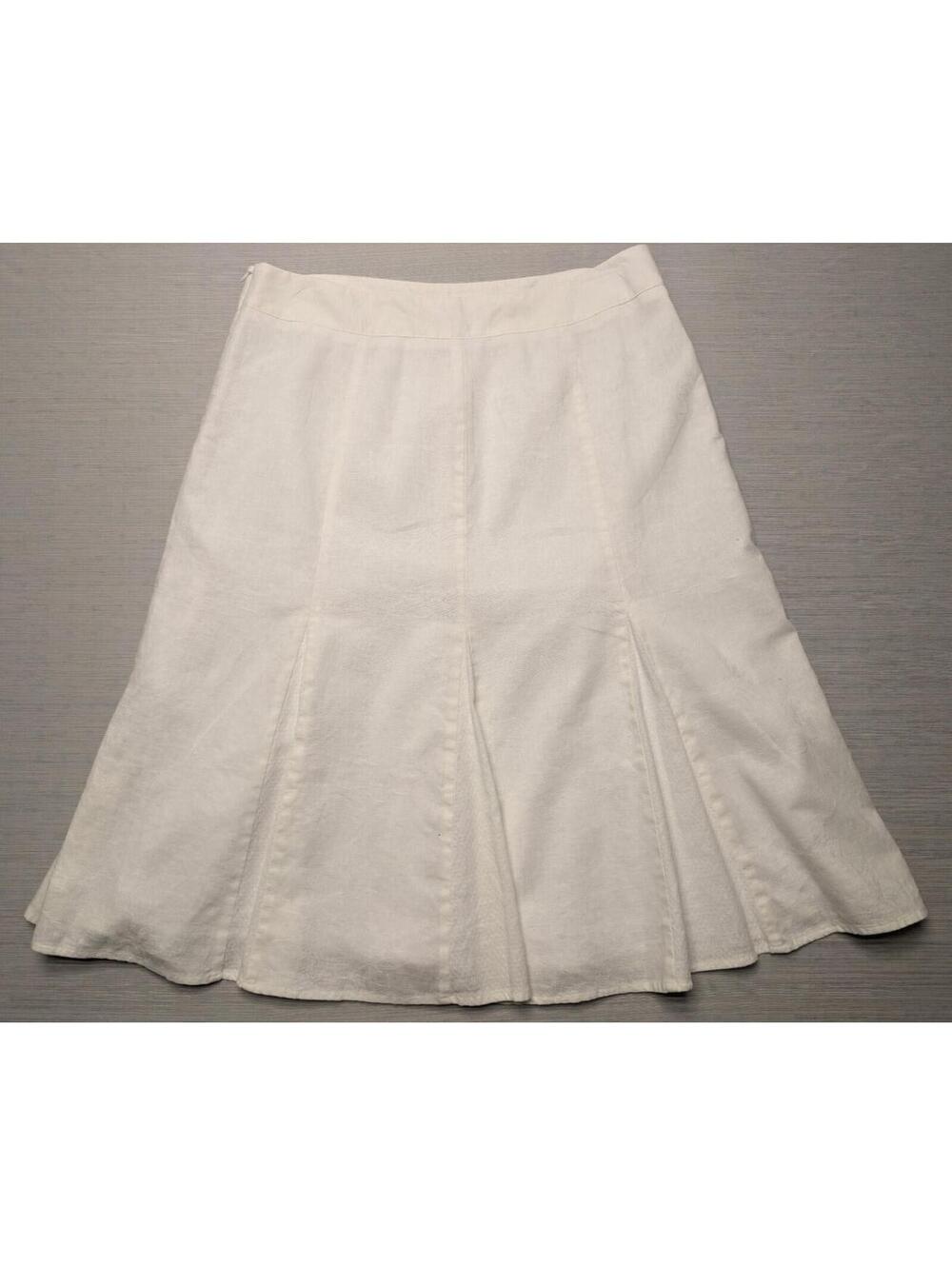 JM Collection Linen Blend Midi Flare Skirt Size 14